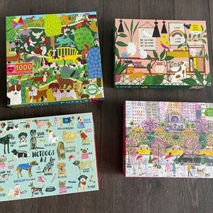 Four 1000 piece Puzzles (galison, mudpuppy, eeboo brands)